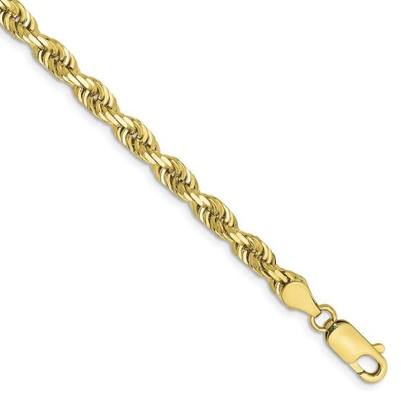 4.5mm 10k Yellow Gold D/C Quadruple Rope Chain Bracelet 7 Inch